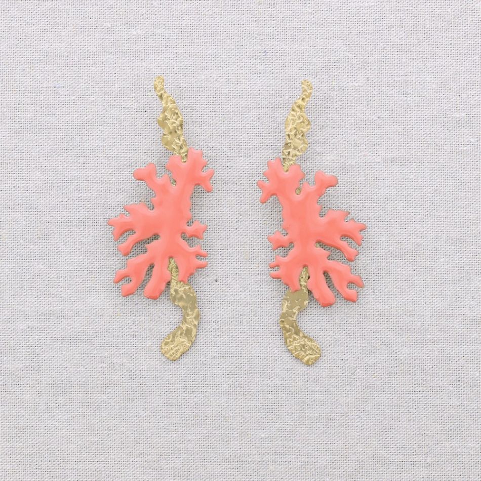 PENDIENTES ACERO CORAL ESMALTE