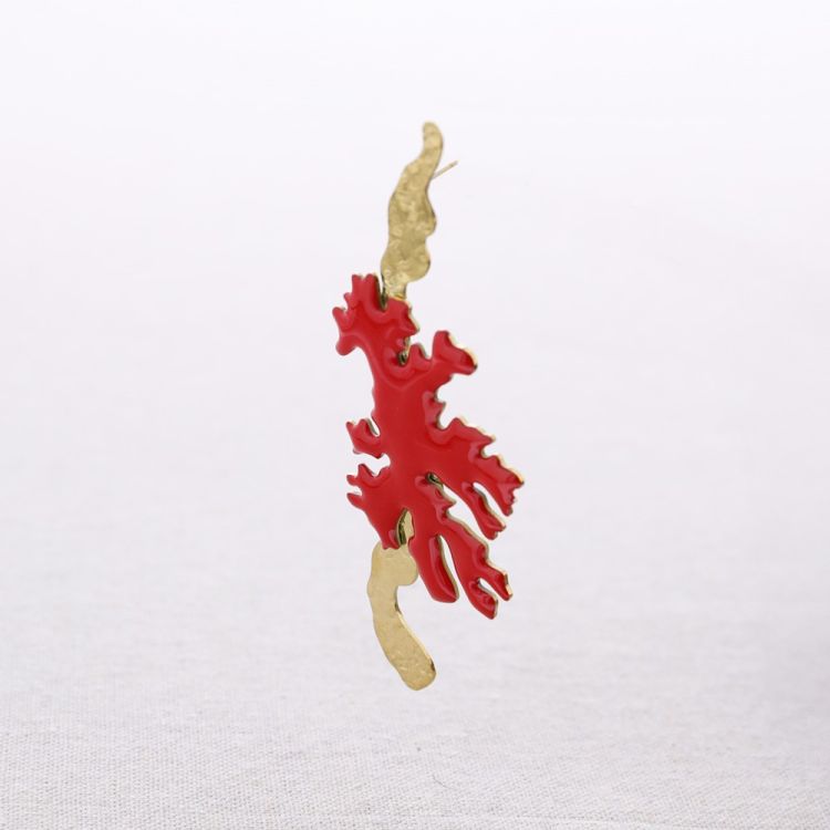 PENDIENTES ACERO CORAL ESMALTE