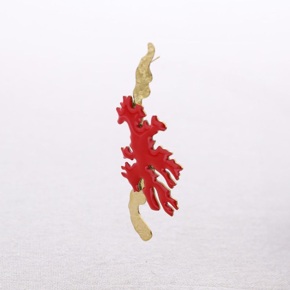 PENDIENTES ACERO CORAL ESMALTE