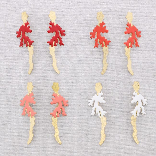 PENDIENTES ACERO CORAL ESMALTE