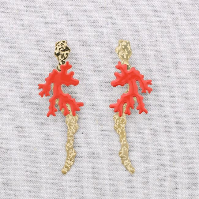 PENDIENTES ACERO CORAL ESMALTE