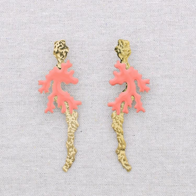 PENDIENTES ACERO CORAL ESMALTE 2
