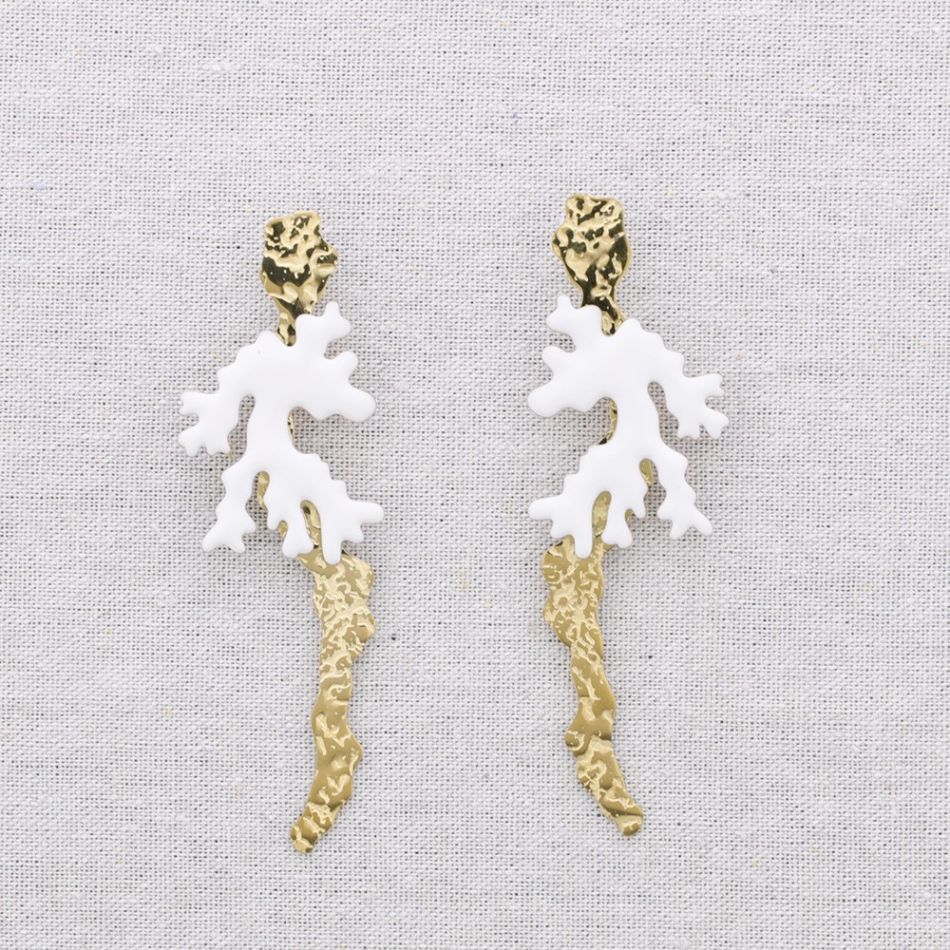 PENDIENTES ACERO CORAL ESMALTE
