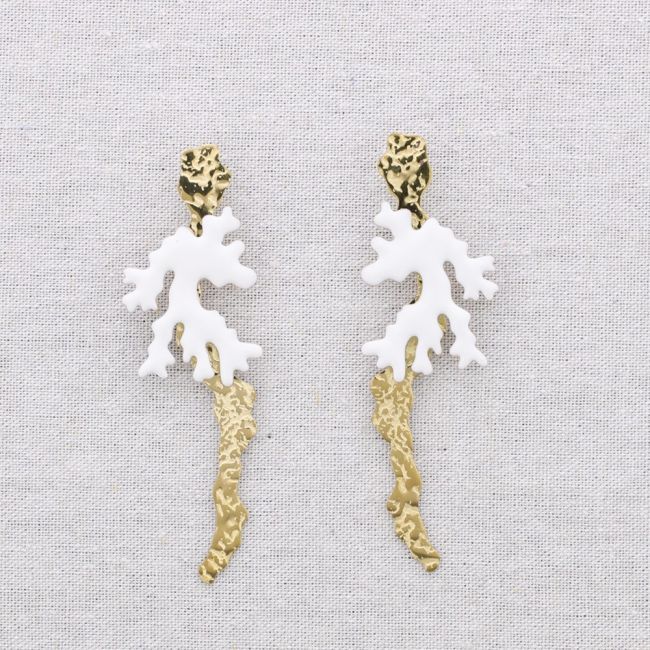 PENDIENTES ACERO CORAL ESMALTE