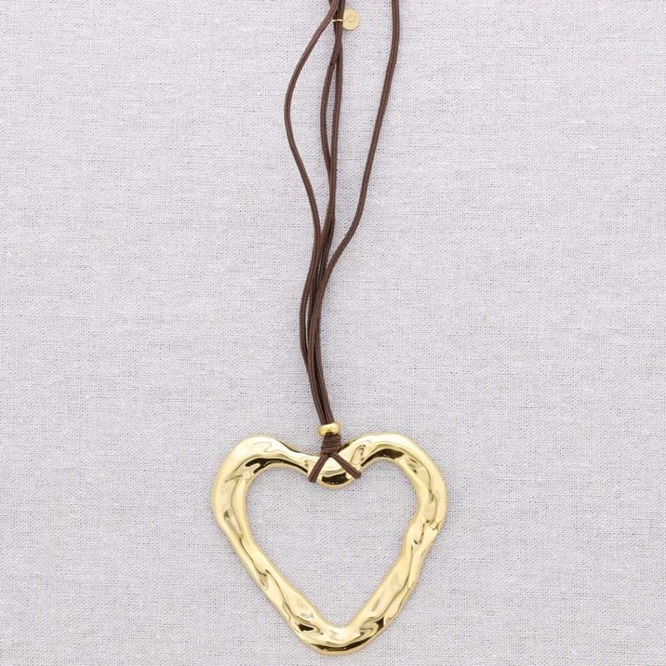 COLLAR LARGO ACERO ELASTICO COLGANTE CORAZÓN