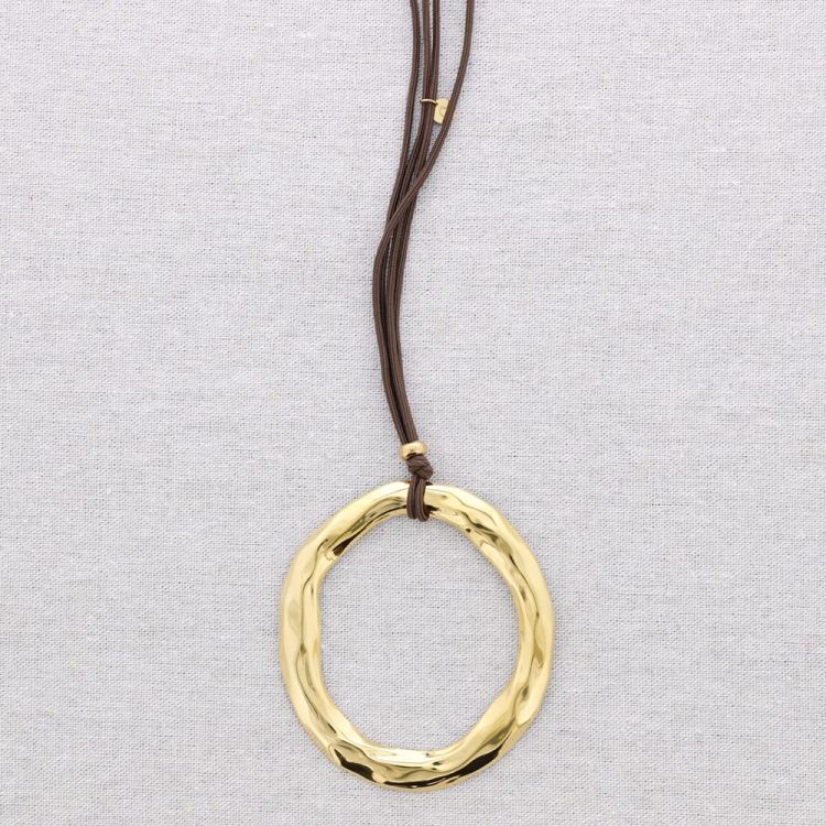 LONG ELASTIC STEEL NECKLACE HOOP PENDANT