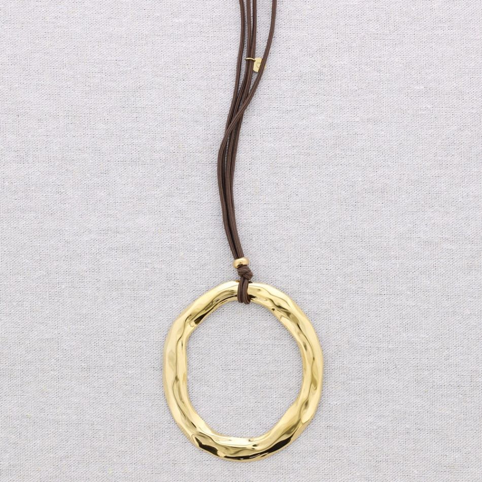 LONG ELASTIC STEEL NECKLACE HOOP PENDANT