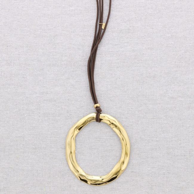 LONG ELASTIC STEEL NECKLACE HOOP PENDANT