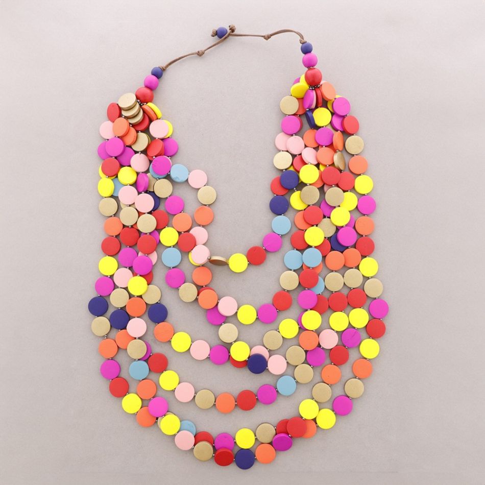 COLLAR LARGO CUENTAS MADERA