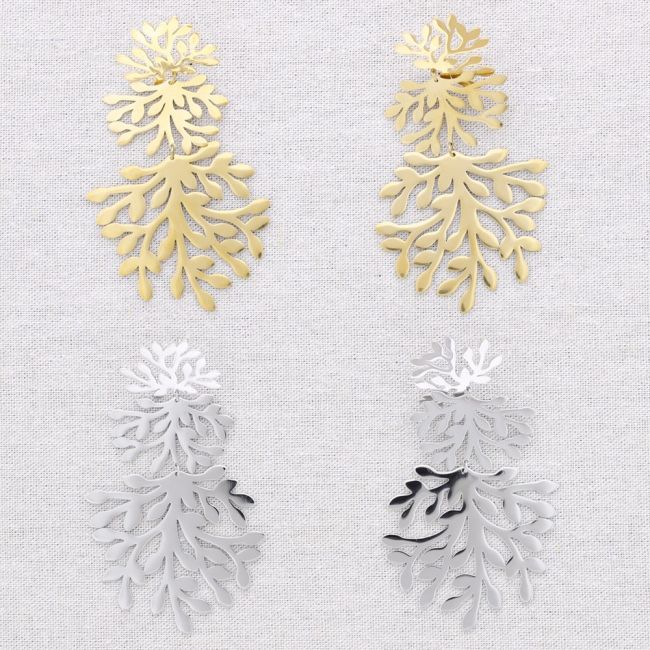 PENDIENTES ACERO COLGANTE CORALES