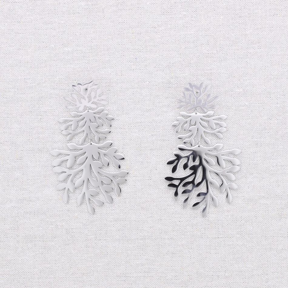PENDIENTES ACERO COLGANTE CORALES