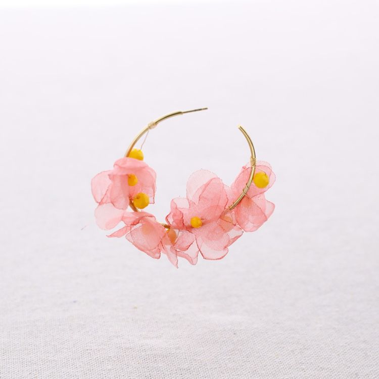 PENDIENTES ACERO ARO FLOR TELA