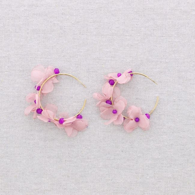 PENDIENTES ACERO ARO FLOR TELA