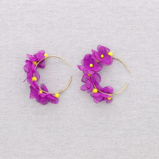 PENDIENTES ACERO ARO FLOR TELA