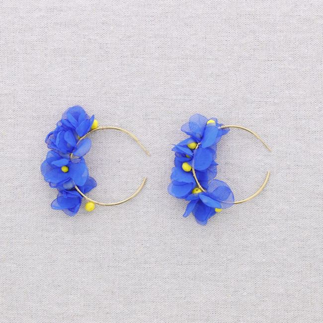 PENDIENTES ACERO ARO FLOR TELA