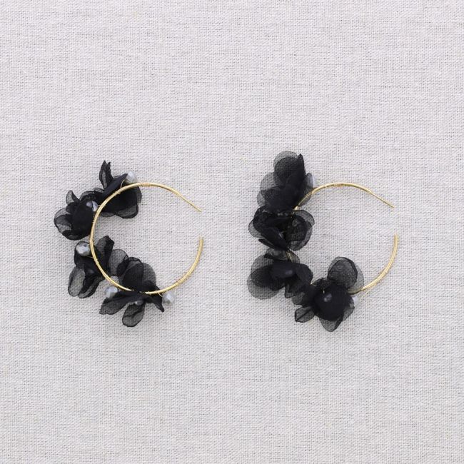 PENDIENTES ACERO ARO FLOR TELA