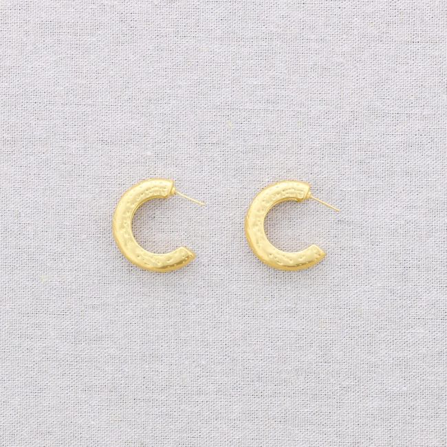 IRREGULAR MATTE HOOP STEEL EARRINGS