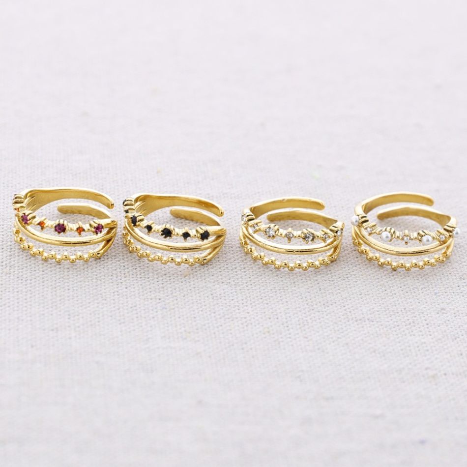 STEEL RING WITH VARIOUS BEAD STRIPS