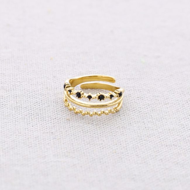STEEL RING WITH VARIOUS BEAD STRIPS