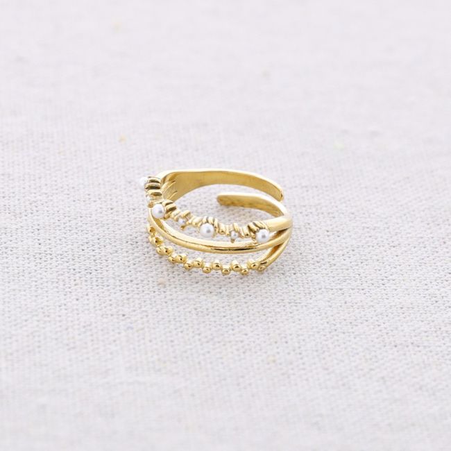 STEEL RING WITH VARIOUS BEAD STRIPS