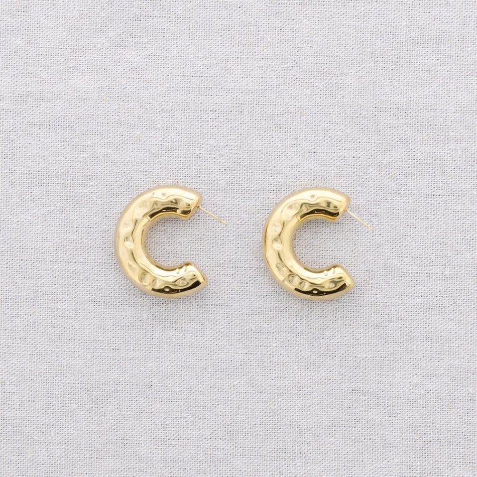 3CM RIVET STEEL HOOP EARRINGS