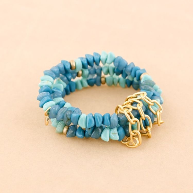 ELASTIC THREE STRIPS RESIN BEADS BRACELET