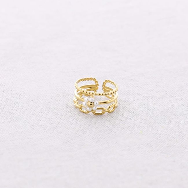 ANILLO ACERO TRES TIRAS CUENTAS