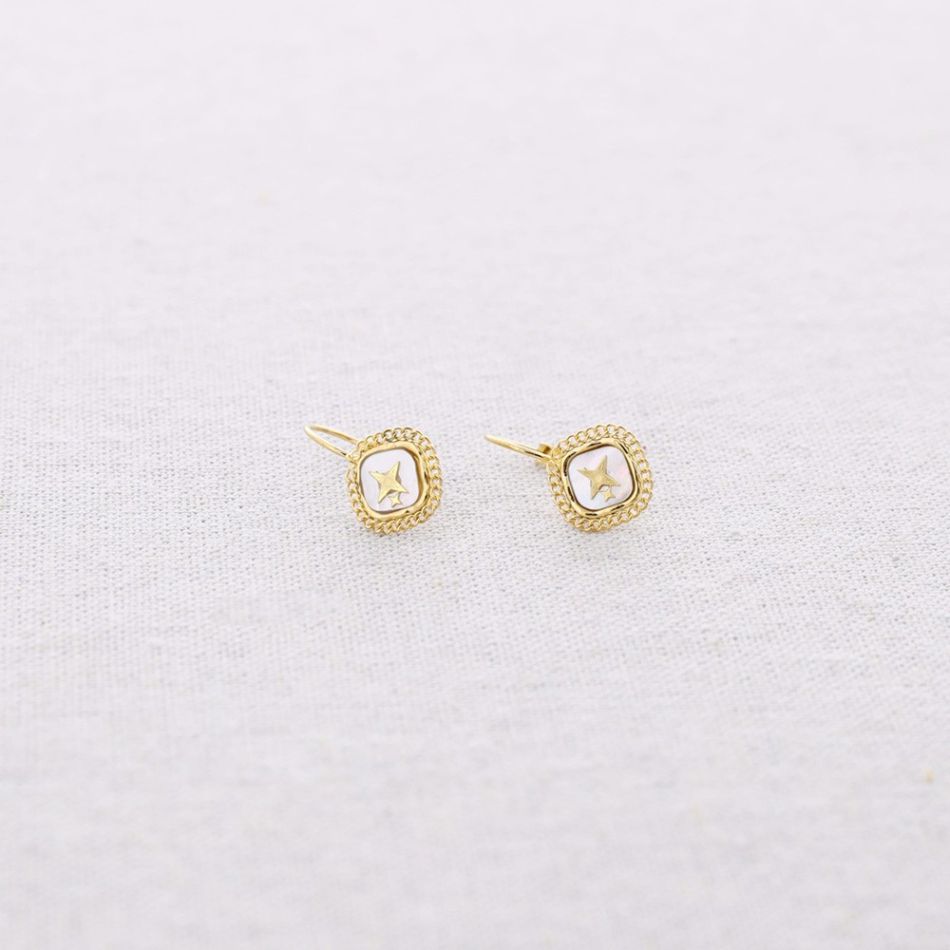 STEEL EARRINGS WITH NACRE STAR FRENCH LEVER BACK