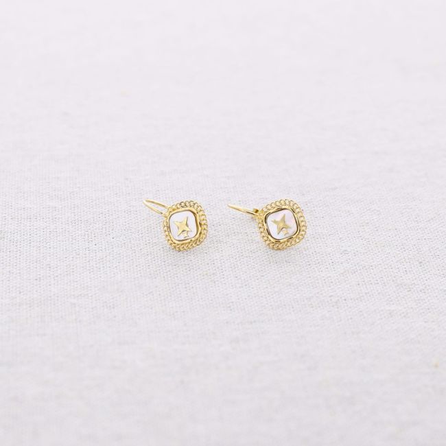 STEEL EARRINGS WITH NACRE STAR FRENCH LEVER BACK