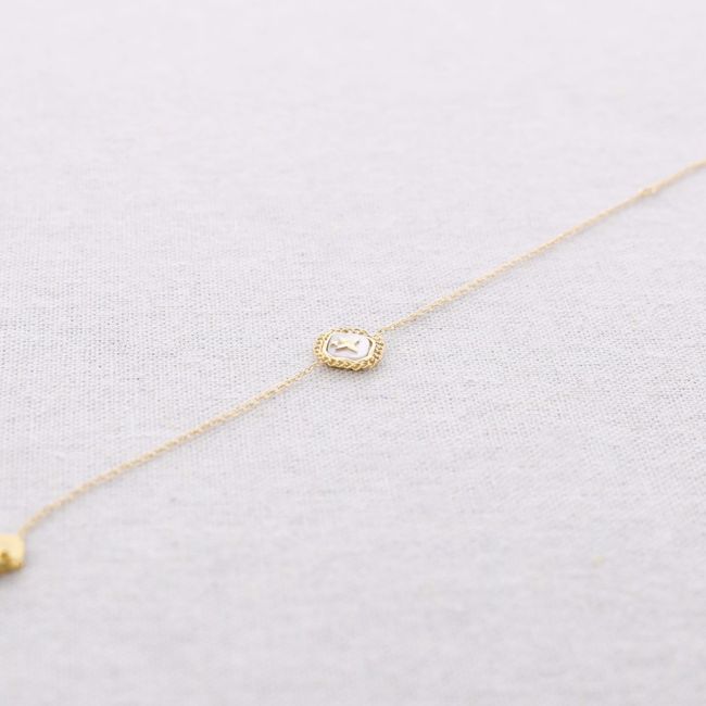 PULSERA ACERO CADENA MEDALLITA CUADRADA NÁCAR