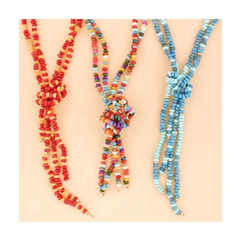 LONG KNOT NECKLACE WITH RESIN BEADS