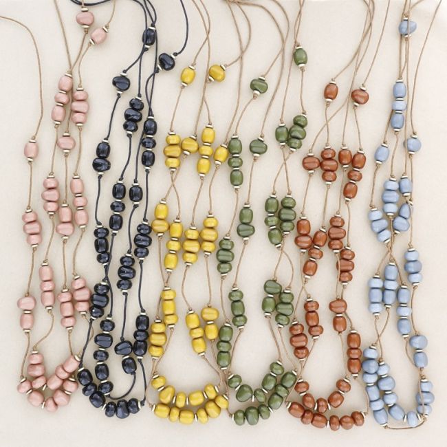 COLLAR LARGO DOBLE CUENTAS RESINA