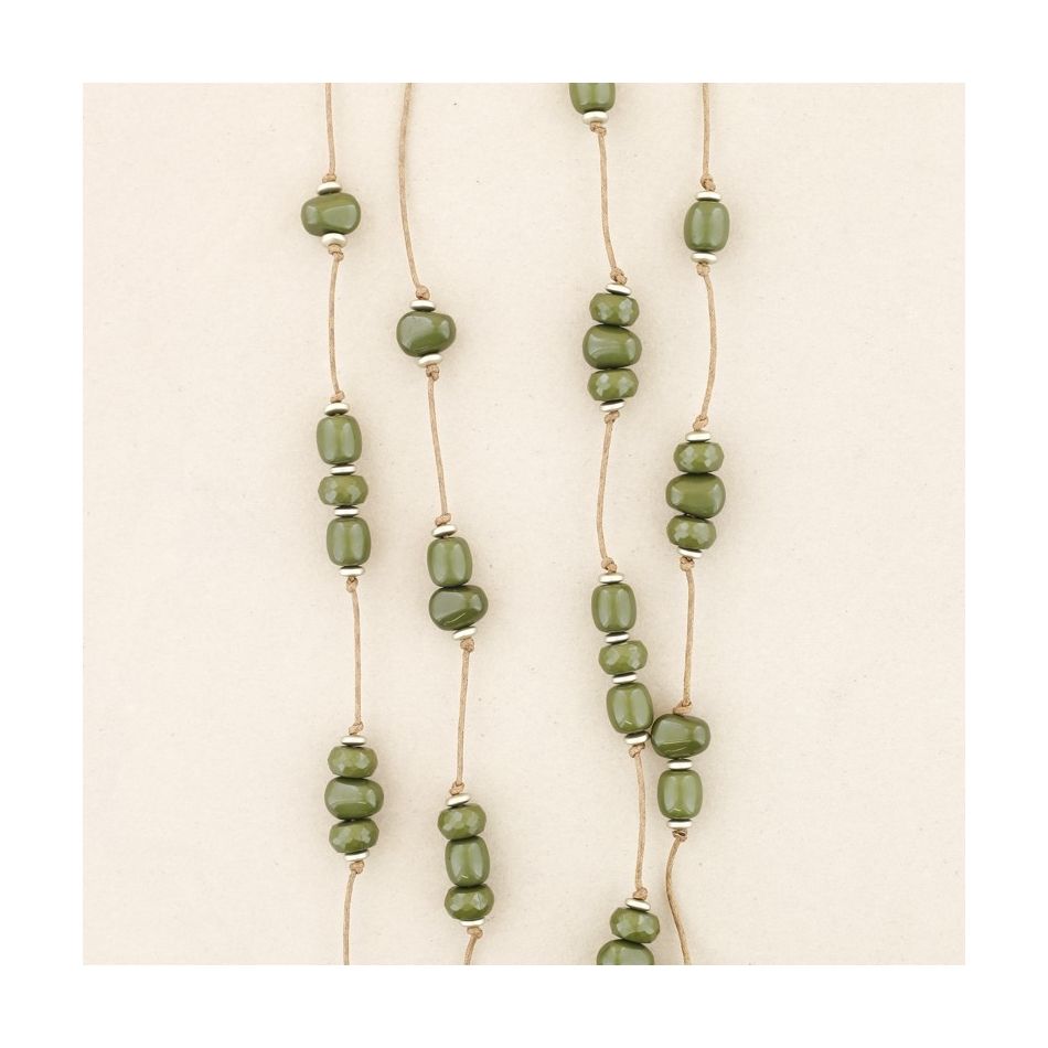 LONG DOUBLE RESIN BEADS NECKLACE