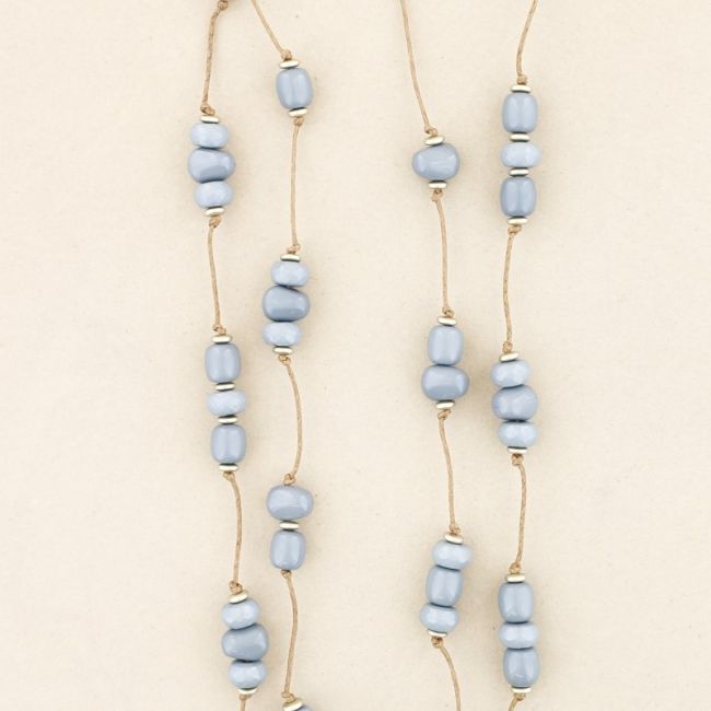 COLLAR LARGO DOBLE CUENTAS RESINA