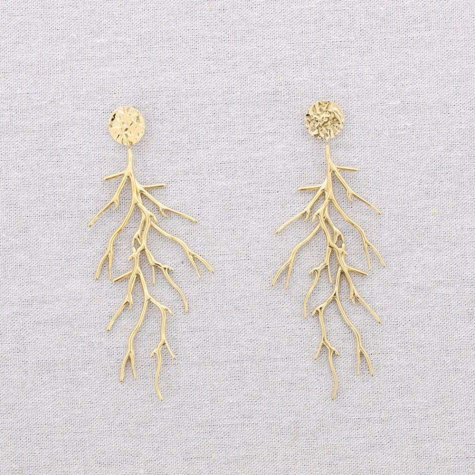 STEEL CORAL PENDANT EARRINGS