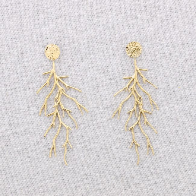 PENDIENTES ACERO COLGANTE CORAL