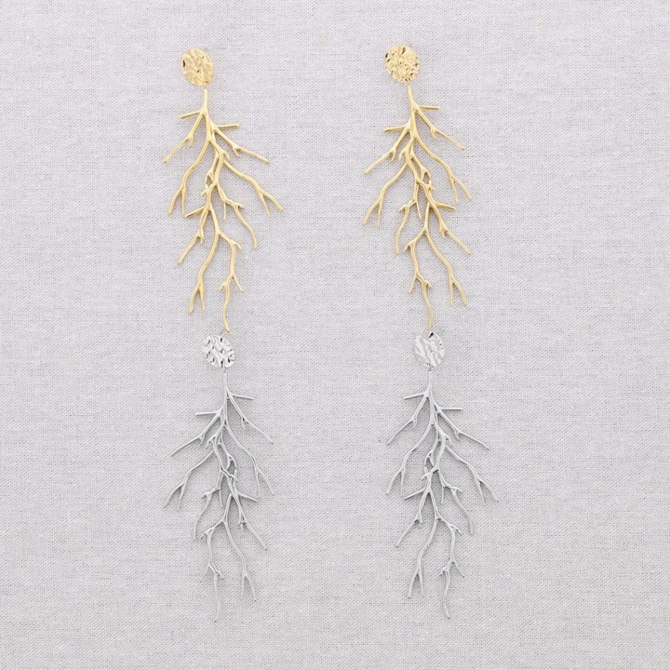 PENDIENTES ACERO COLGANTE CORAL