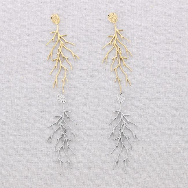 PENDIENTES ACERO COLGANTE CORAL