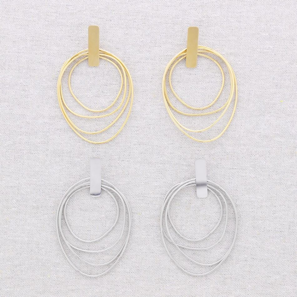 PENDIENTES ACERO COLGANTE 4 AROS
