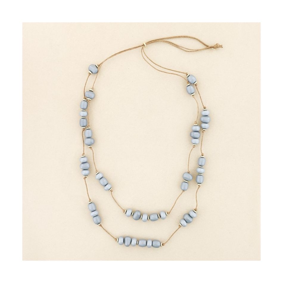 COLLAR LARGO DOBLE CUENTAS RESINA
