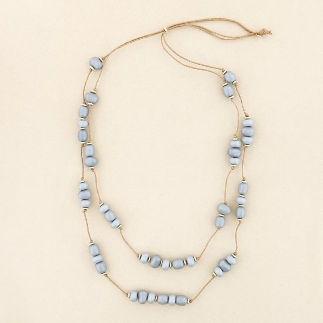 COLLAR LARGO DOBLE CUENTAS RESINA