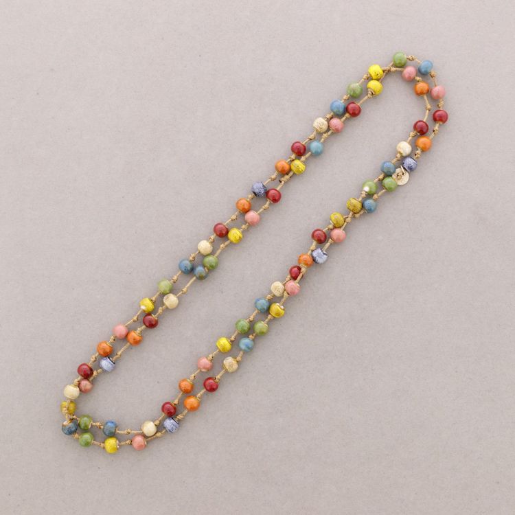 LONG CERAMIC BEAD NECKLACE