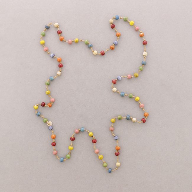 LONG CERAMIC BEAD NECKLACE