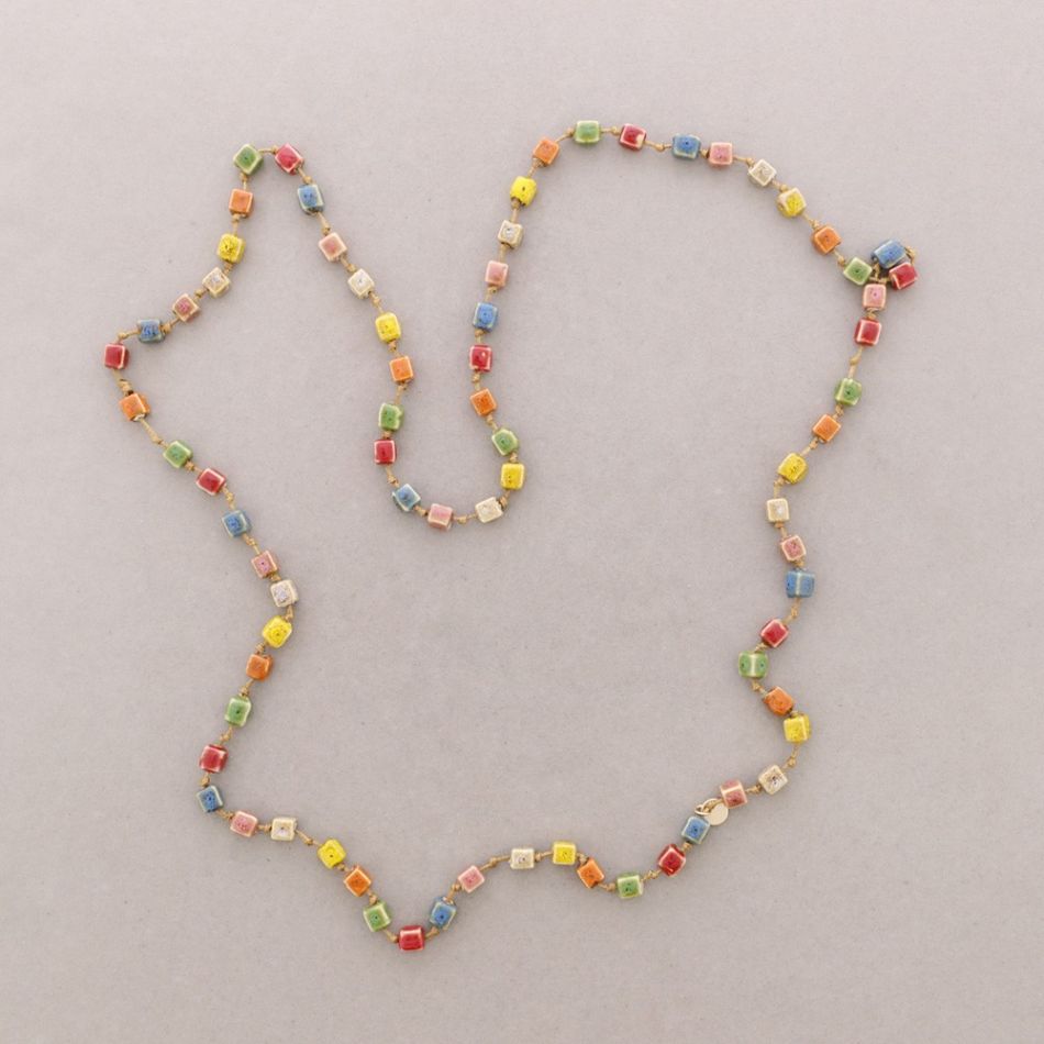 LONG CERAMIC BEAD NECKLACE