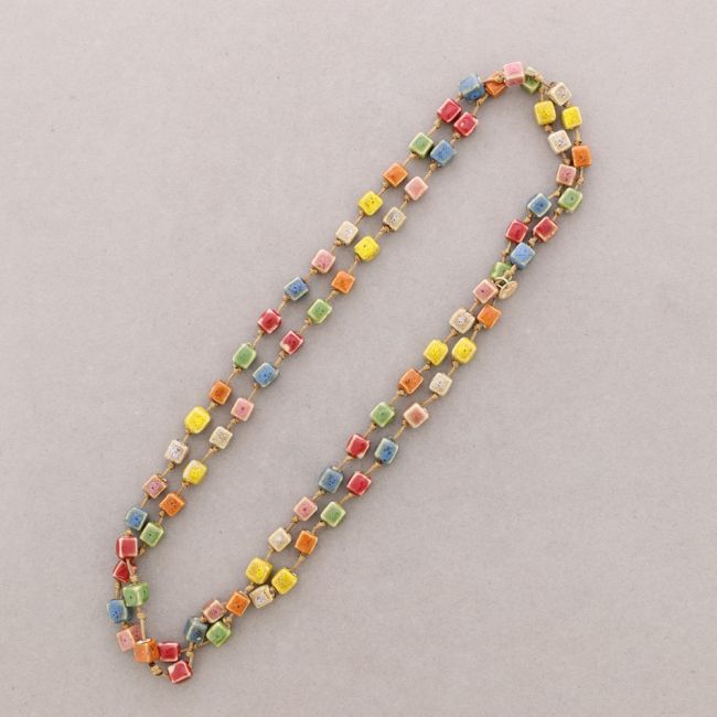 LONG CERAMIC BEAD NECKLACE