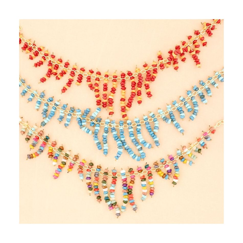 RESIN BEADS CHAIN SHORT NECKLACE