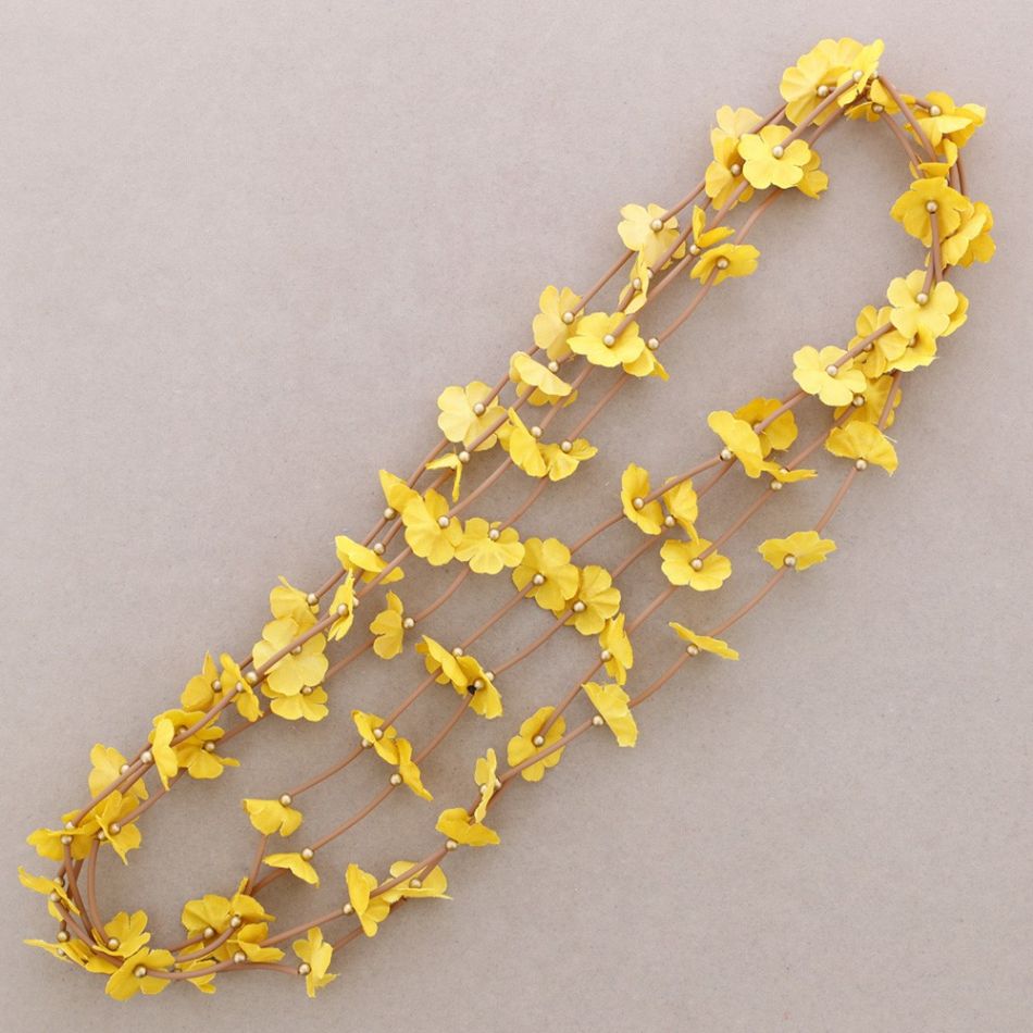 LONG RUBBER FABRIC FLOWER NECKLACE