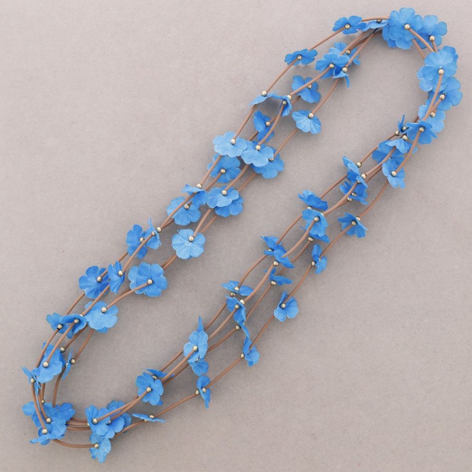 LONG RUBBER FABRIC FLOWER NECKLACE
