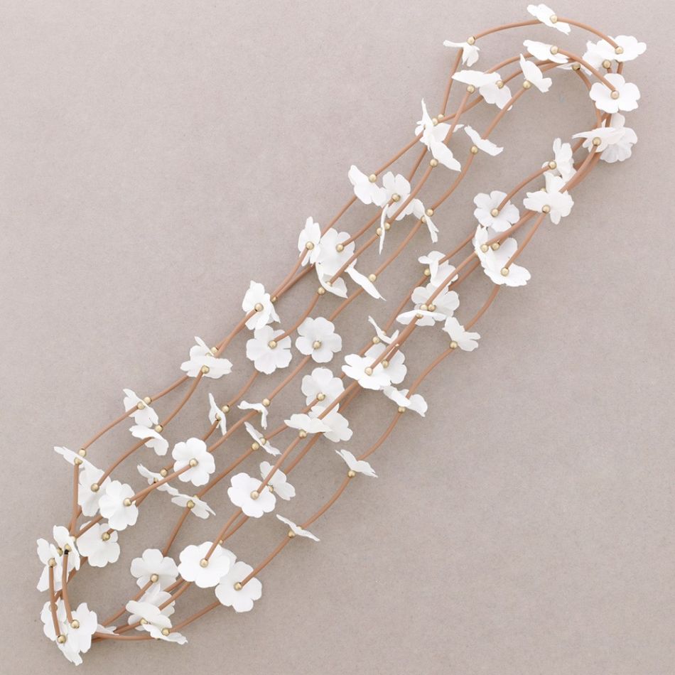 LONG RUBBER FABRIC FLOWER NECKLACE