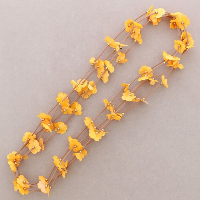 LONG RUBBER FABRIC FLOWER NECKLACE